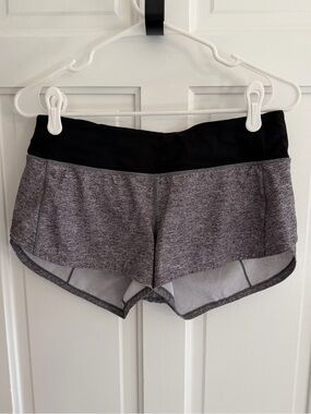 Lululemon Speed Up Shorts Heathered Gray Black Lined Running Size 6